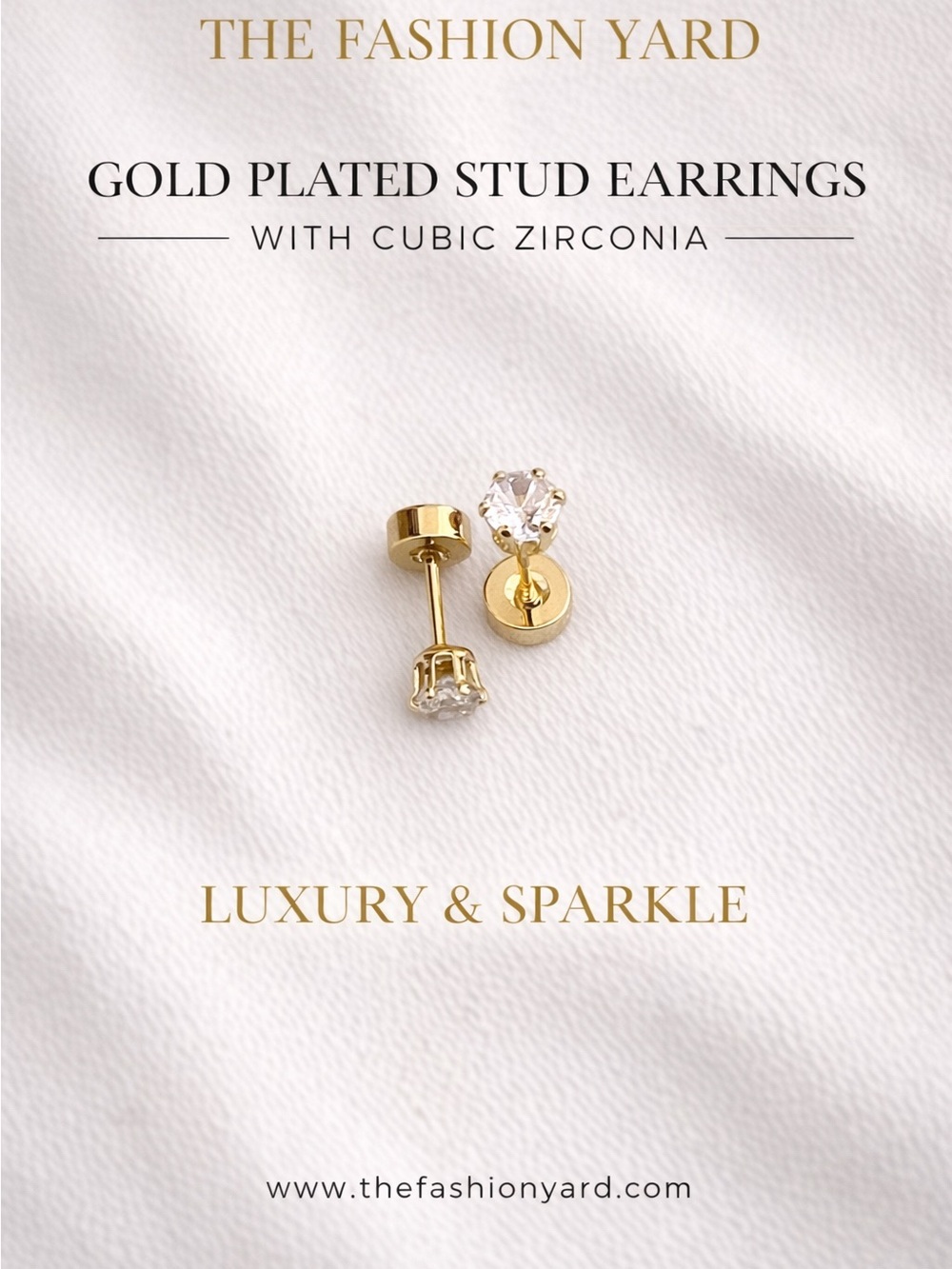 FLASH SALE! 14k Gold plated cubic zirconia stud screw back earrings